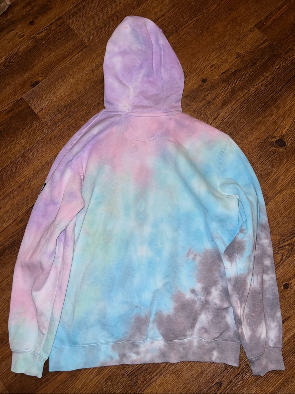 Carhartt Loose Fit Pastel Multicolor Tie-Dye Retro Logo Hoodie Size L - Picture 4 of 7